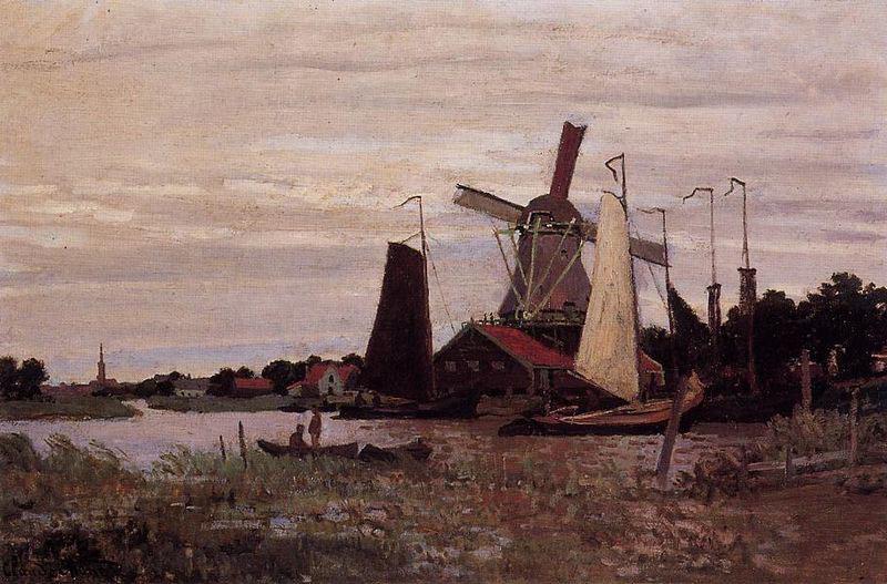 Claude Monet A Windmill at Zaandam